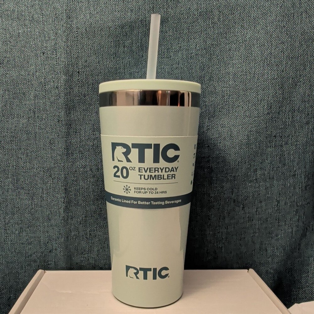 NEW RTIC 20oz Ceramic Lined Tumbler | Cool Mint | Everyday Straw Lid & Base